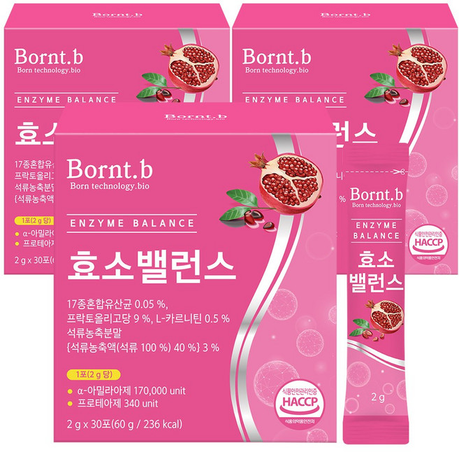 본트비 효소 밸런스 석류맛, 60g, 3박스