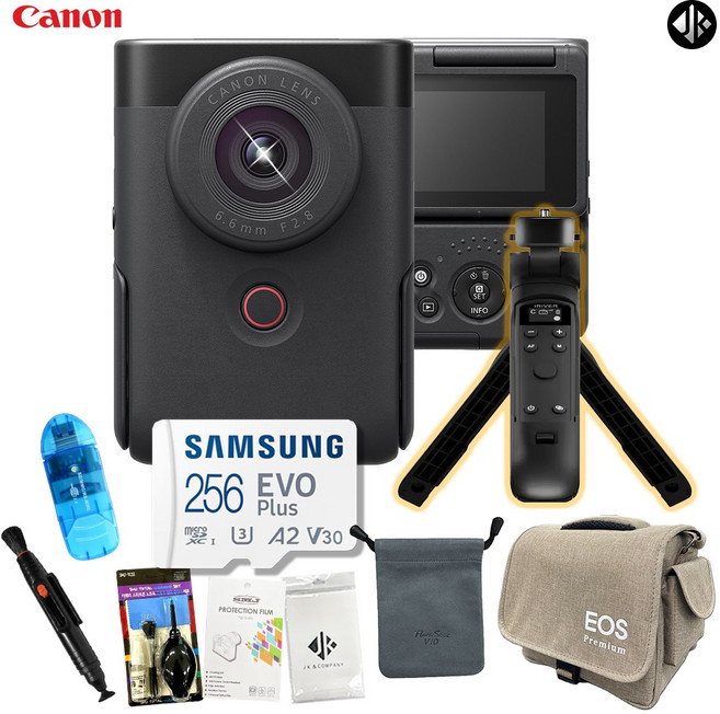 캐논 PowerShot V10 블랙 + 크리에이터 9종 패키지(아이리버 정품 OLED 무선 슈팅그립 + 256GB 메모리), 무선 슈팅 그립 블랙