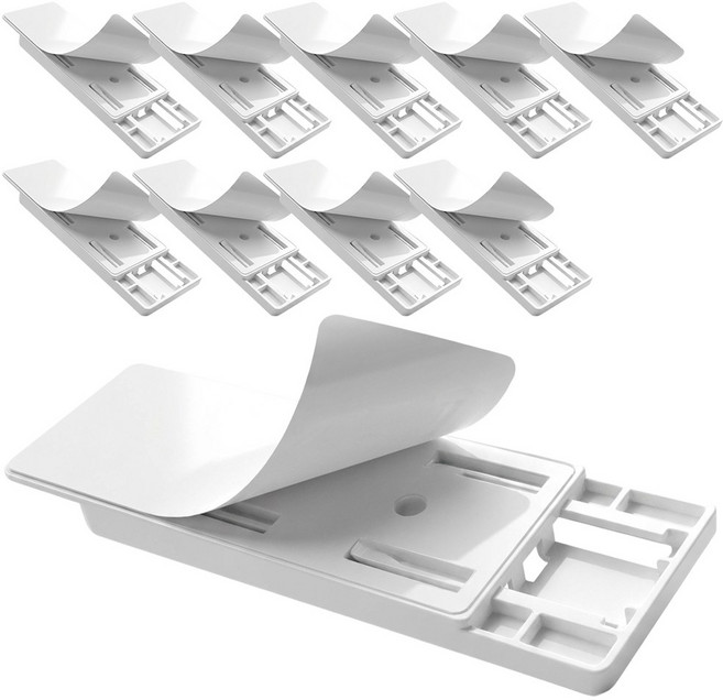 카로히포 붙이는 멀티탭 선정리 벽 고정 홀더 브라켓, 화이트, 10개