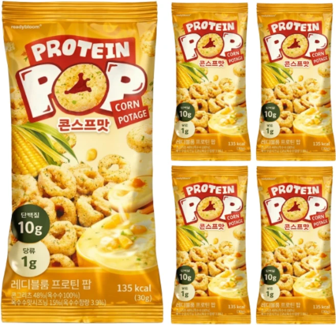 레디블룸 프로틴 팝 콘스프맛 글루텐프리 옥수수맛 과자, 5개, 30g - 쿠팡
