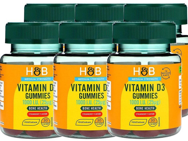 홀랜드앤바렛 베지테리언 비타민 D 1000 I.U. 25ug 구미 젤리, 6개, 30정