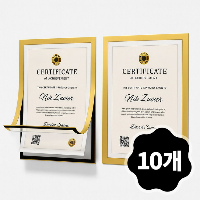 루폭트 무타공 접착식 자석 프레임 액자, 10개, 골드