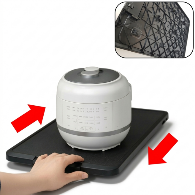 MADEALL 슬라이딩 트레이 밥솥 선반 정수기 캡슐 커피머신 선반, 블랙, 1개