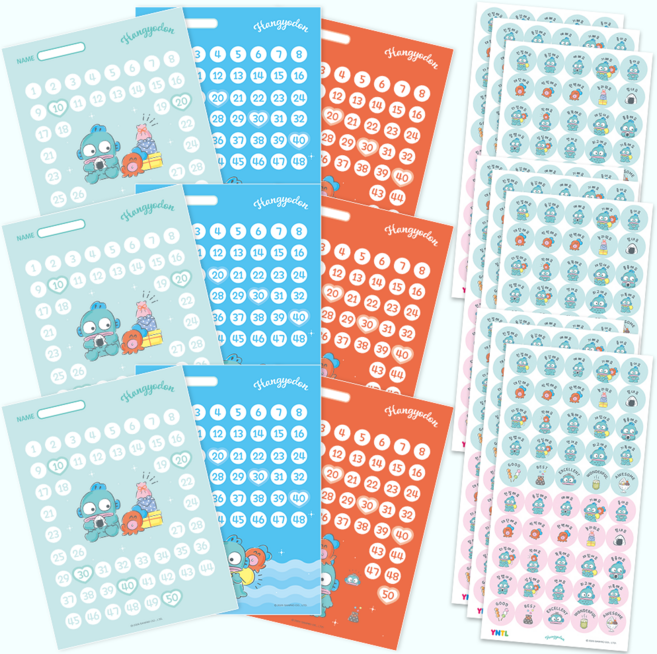 [산리오 정품] 한교동 칭찬스티커판+칭찬스티커 9매 세트, 기본 한교동