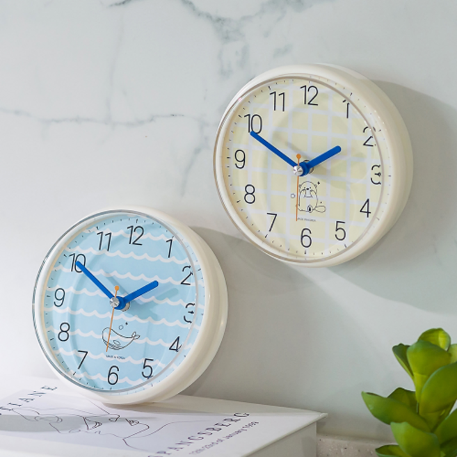 플라이토 쿨디자인 욕실 흡착 방수시계 화장실 사우나 시계, 쿨디자인욕실방수시계(바다수달화이트)