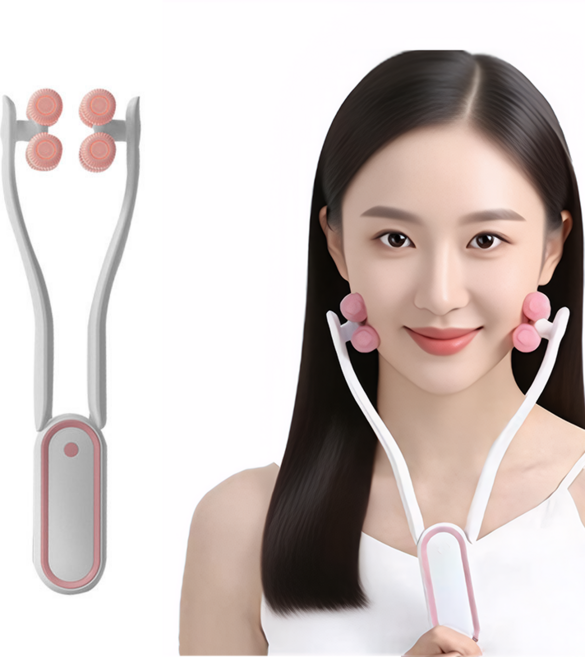 롤러 얼굴 마사지기 페이스 롤러 마사지기, 1개, 핑크