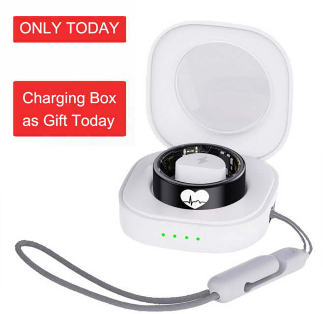 R30 ECG 측정 체온 스마트 링 남성 여성 혈액 산소 모니터 IP68 방수 피트니스 지능형 ECG 반지, 06 9, [02] B Add Charging Box