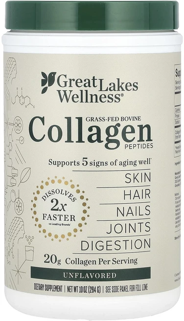 너무좋습니다 Great Lakes Wellness 목초 사육 소 콜라겐 펩타이드 무향 284g(10oz) 어깨를언제나 활짝펴세요, GreatLakesWellness목초사육소콜라겐펩타이드, 284g, 1개 - 쿠팡