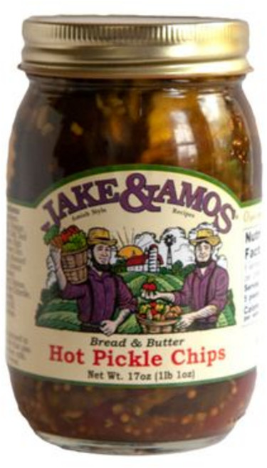 제이크 & 아모스 핫 브레드 & 버터 피클 칩 16온스 (3병) Jake & Amos Hot Bread & Butter Pickle Chips 17 Oz. (3 Jars), 1개, 482g