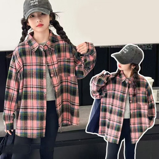 핑크블랙체크 남방