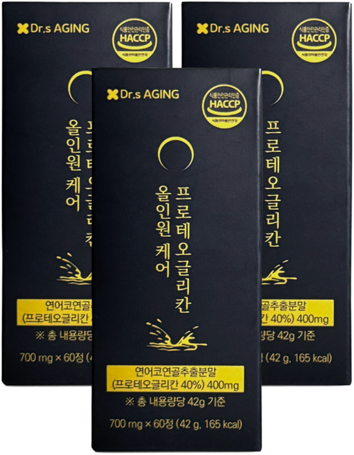 닥터스에이징 올인원케어 콘드로이친 프로테오글리칸 700mg 이중코팅 식약처 HACCP 인증, 3개, 60정