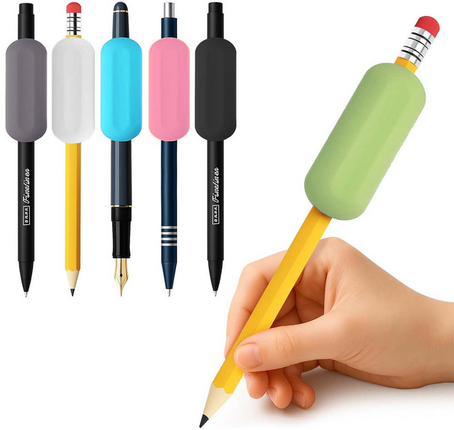 루베이 다용도 실리콘 연필 교정기 글 쓰는 자세 교정 손떨림 방지 만년필/볼펜/머그펜, 1개, 녹색