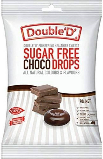 호주 더블D 슈가프리 스테비아 초콜릿 드랍 하드 캔디, 5개, 70g