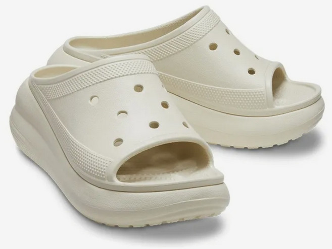 [크록스] 정품매장배송 208731-2Y2 크러쉬 슬라이드 키높이 슬리퍼 굽 5cm 베이지 - NC순천점