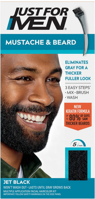 저스트포맨 콧수염 & 턱수염 페이셜 헤어 새치 염색약 14g, H-60 제트 블랙, 1개