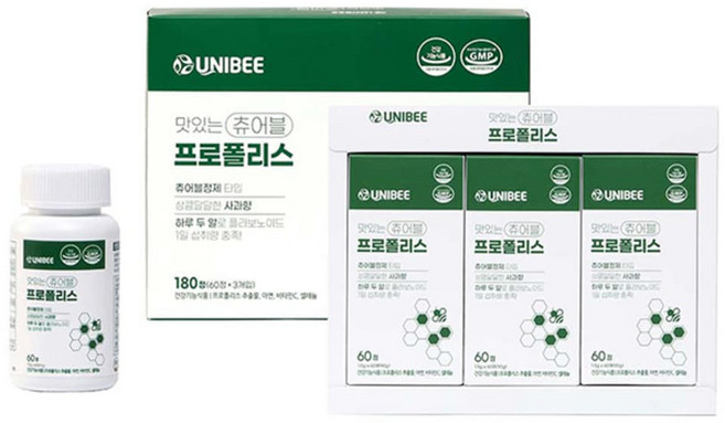 맛있는 츄어블 프로폴리스 구강 항균 건강 제품 3개월분(180정)