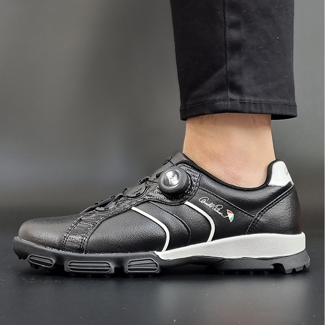 아놀드파마 남성 국산 소가죽 다이얼 골프화 스파이크리스 쿠션 골프운동화 스니커즈 스크린 연습용 필드용 미끄럼방지 골프신발