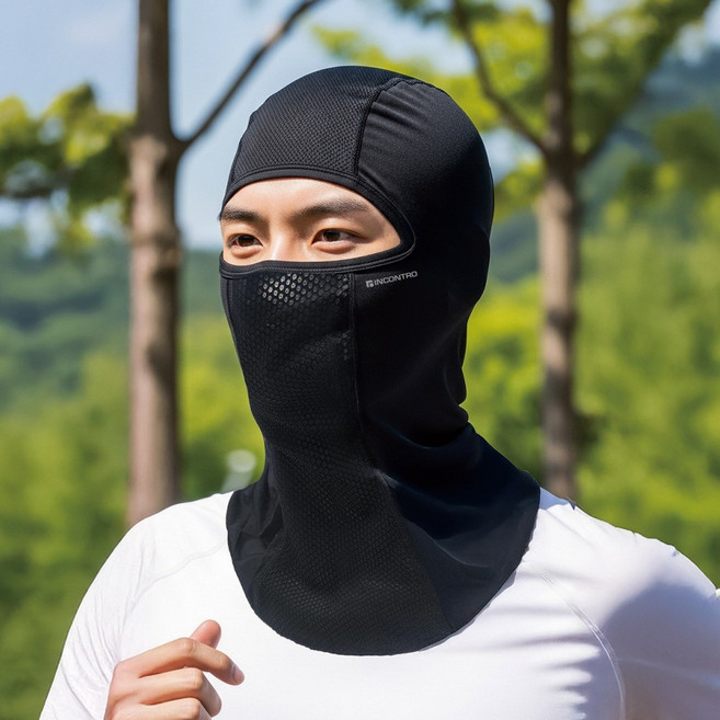 인콘트로 에어로 메쉬 바라클라바 라이딩 여름 두건 복면 자전거 쿨링 목토시 자외선차단, 회색, 1개