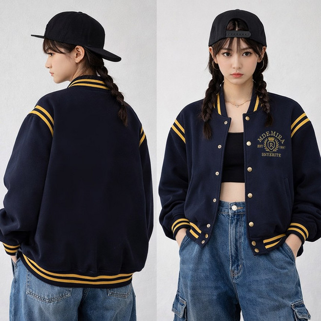 클래식 남자 여자 공용 봄 자켓 캐주얼 집업 바람막이 야구점퍼