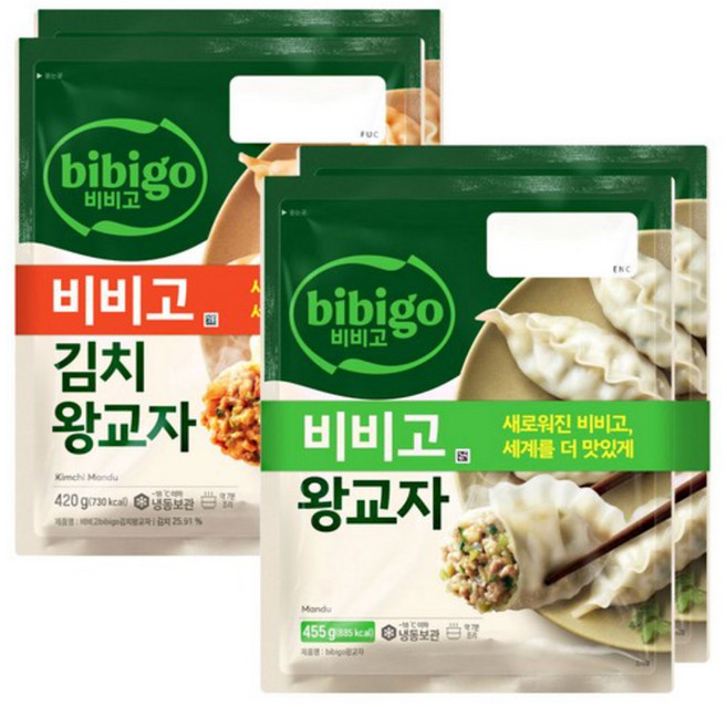 CJ 비비고 왕교자 455g X 2봉 + 김치왕교자 420g X 2봉, 1세트, 1.75kg