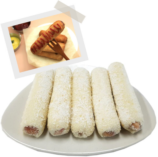 영양만점 쫄깃쫄깃한 찹쌀로 만든 찹쌀빅도그~ 맛있는 건강한 웰빙간식 술안주 야식 쫀도그 핫도그 70g 반제 14입 완제 12입, 반제14입