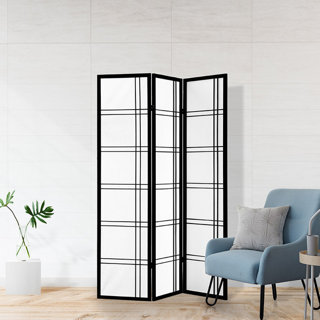 리비니아 마드리드 공간분리 파티션 가림막 접이식 칸막이 가리개 이동식 파티션 3 SYTLE, 1008, 3단, 블랙