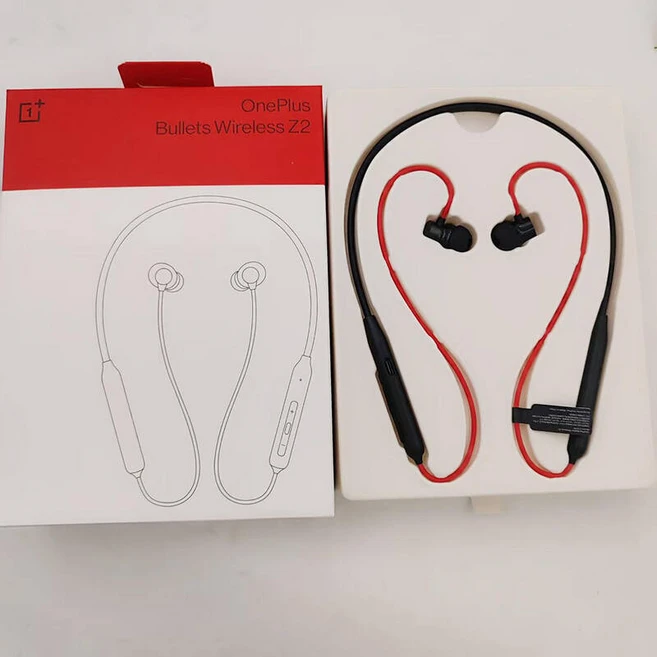 넥밴드이어폰 Oneplus Bullets Wireless Z2 Bluetooth 넥 밴드 이어폰 스포츠 소음 헤드폰 형 자석 헤드셋 기능, Red - 쿠팡