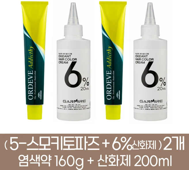 밀본 올디브 어딕시 스텐다드 헤어컬러 염색약 [ 5-스모키토파즈 2개분 ] ( 1제 160g + 2제 6%산화제 200ml ), 2개, [ 스모키토파즈 ] 5-S-Topaz - 쿠팡