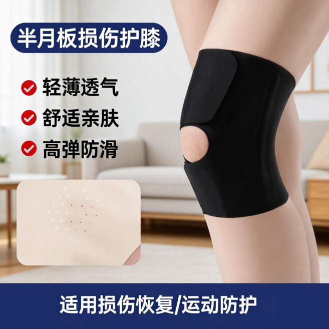 半月板損傷護膝 輕薄透氣 運動防護, S, 【隱形內穿】黑色單只（超薄隱形內穿舒適）