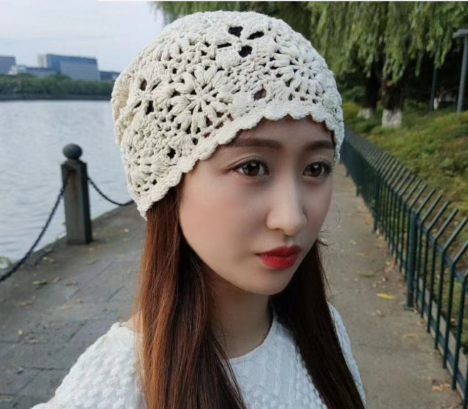 플라워 펀칭 벙거지 니트보넷 모자 1100#