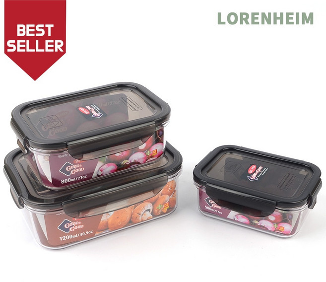Kmio 주방용 직사각 투명 냉장고 밀폐용기, 0.5L