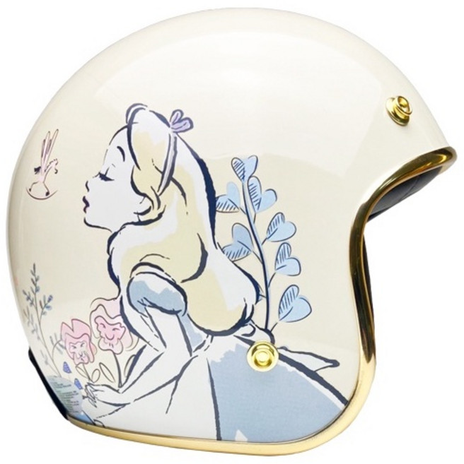 evo 愛麗絲迪士尼復古3/4罩安全帽, 象牙白