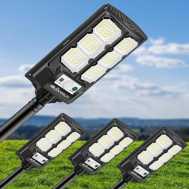 Mcfacesun 태양광 조명 야외 10000LM-6500K LED 가로등 모션 센서 및 황혼에서 새벽까지 IP66 방수 태양열 가로등 쉬운 설치 1팩, Mcfacesun 태양광 조명 야외 10000LM-65