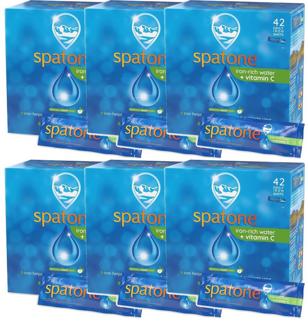 Spatone 스패톤 천연 철분 파우치 비타민C 사과맛, 6개, 1.05L