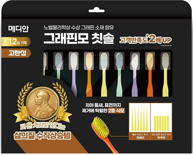 [국내발송] 메디안 그래핀모 칫솔 12입트레이더스, 1개, 12개입