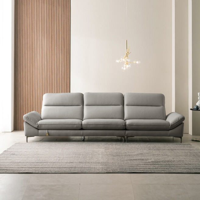 [다우닝] 시엘 3.5인 전체 천연 면피가죽 소파, 색상:진그레이