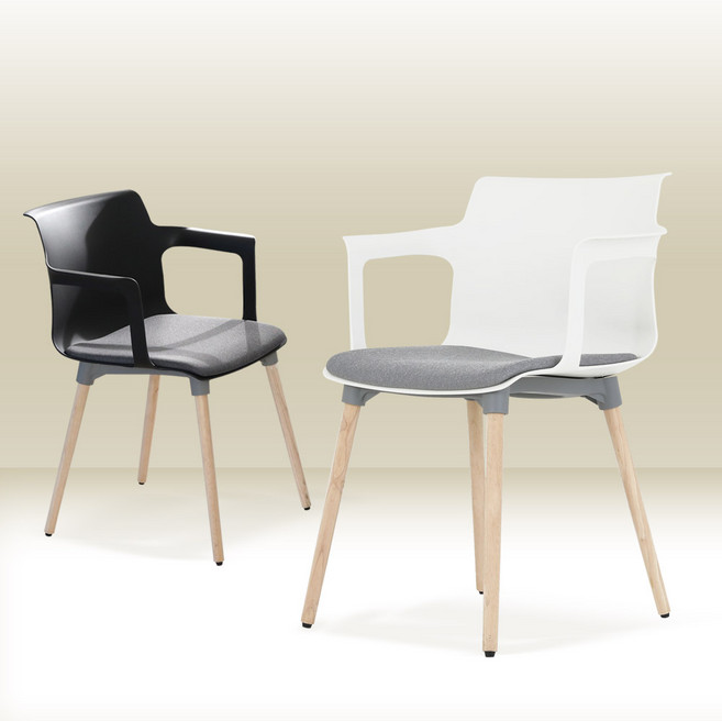 린백토리 나무루미 카페 회의용 디자인 예쁜 업소용 플라스틱 커피숍 식탁 원목 의자, 레드와인, 1개, 화이트 바디+레드와인