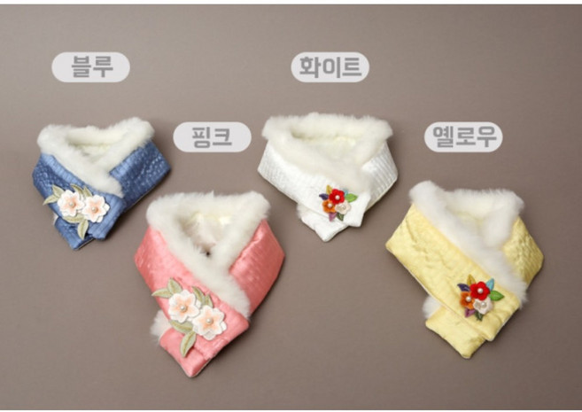 강아지 한복 케이프 스카프 이츠독 명절 누빔목도리, 핑크, 1개