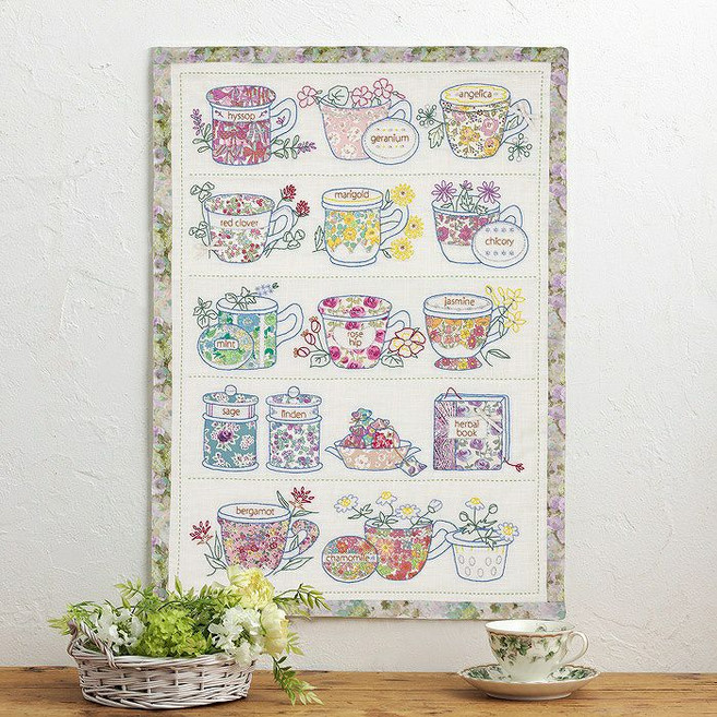 아플리케 퀼트자수패키지 허브티 찻잔, 혼합 색상, 1개