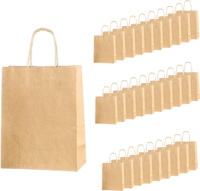 데이아스 깔끔한 크라프트 무지 쇼핑백, 30개, 브라운