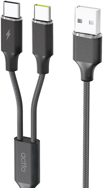 엑토 USB C타입 2in1 멀티 고속 충전 케이블 USB-45, 1.1m, 블랙, 1개