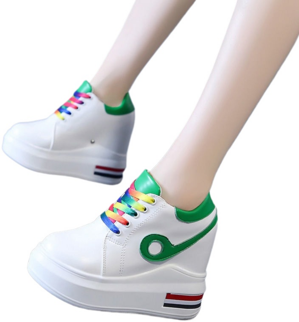 LRY화이트 10cm 키높이 운동화 여성 봄가을 하이탑 스니커즈 패션 통굽 운동화*23N9F28L