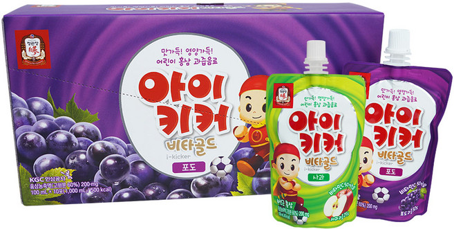 종근당 아이키커 비타골드 포도맛 100ml 1박스(10팩) + 사과맛 100ml 1팩, 11팩