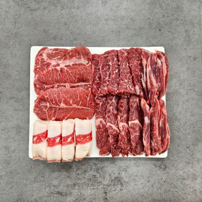초이스등급 소고기 모듬세트(살치+갈비+부채+우삼겹+토시), 1세트, 1kg