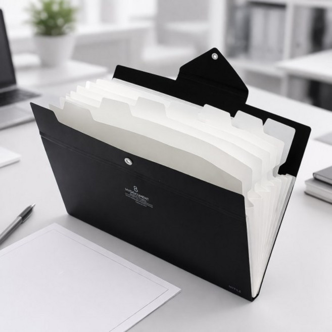 오피스 포켓 도큐먼트 파일, 1개, (8칸) (블랙)