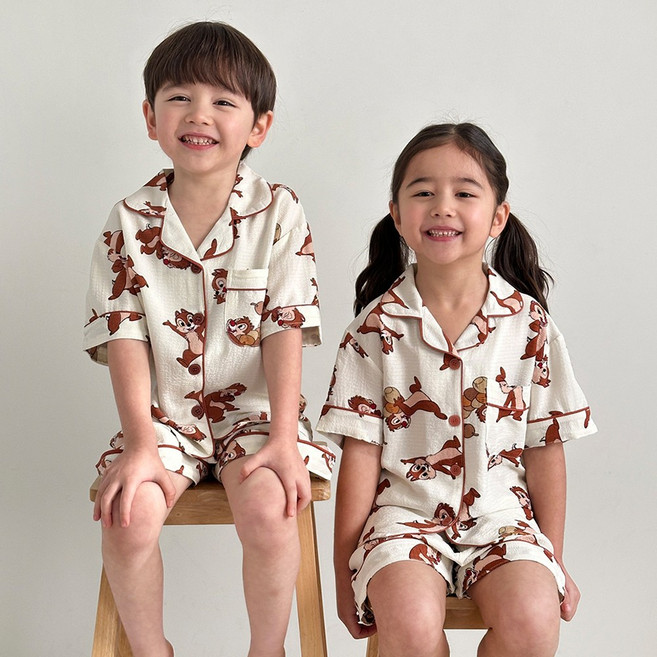 ECLL 아동 시어서커 반팔 잠옷 냉감 파자마 상하 세트