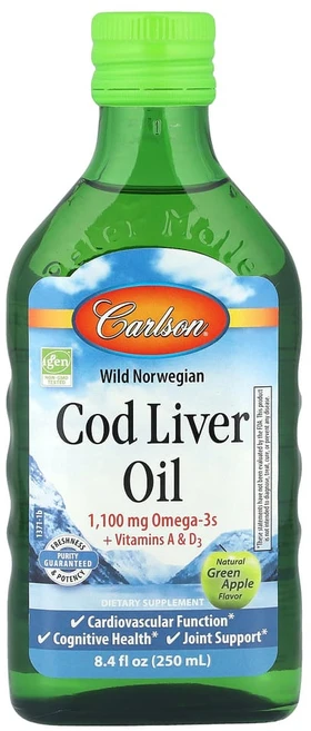 칼슨랩스 대구 간유 내추럴 그린 애플 맛 1100mg 250ml(8.4fl oz), CAR13710, 1개, 250ml - 쿠팡