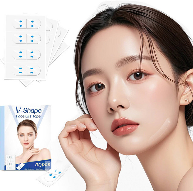 얼굴 테이프 리프팅 보이지 않음 메이크업 전 목 테이프 리프팅, 40개, 투명
