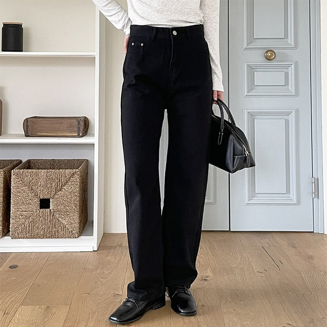 마쿠쿠 여성 세미 와이드 면 팬츠 데일리 캐주얼