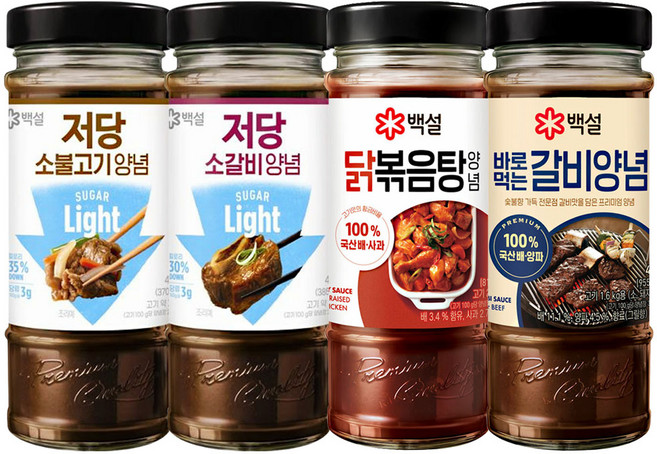 백설양념(저당소불고기490g+저당소갈비480g+닭볶음탕양념490g+바로먹는갈비양념490g), 1세트, 1.95kg